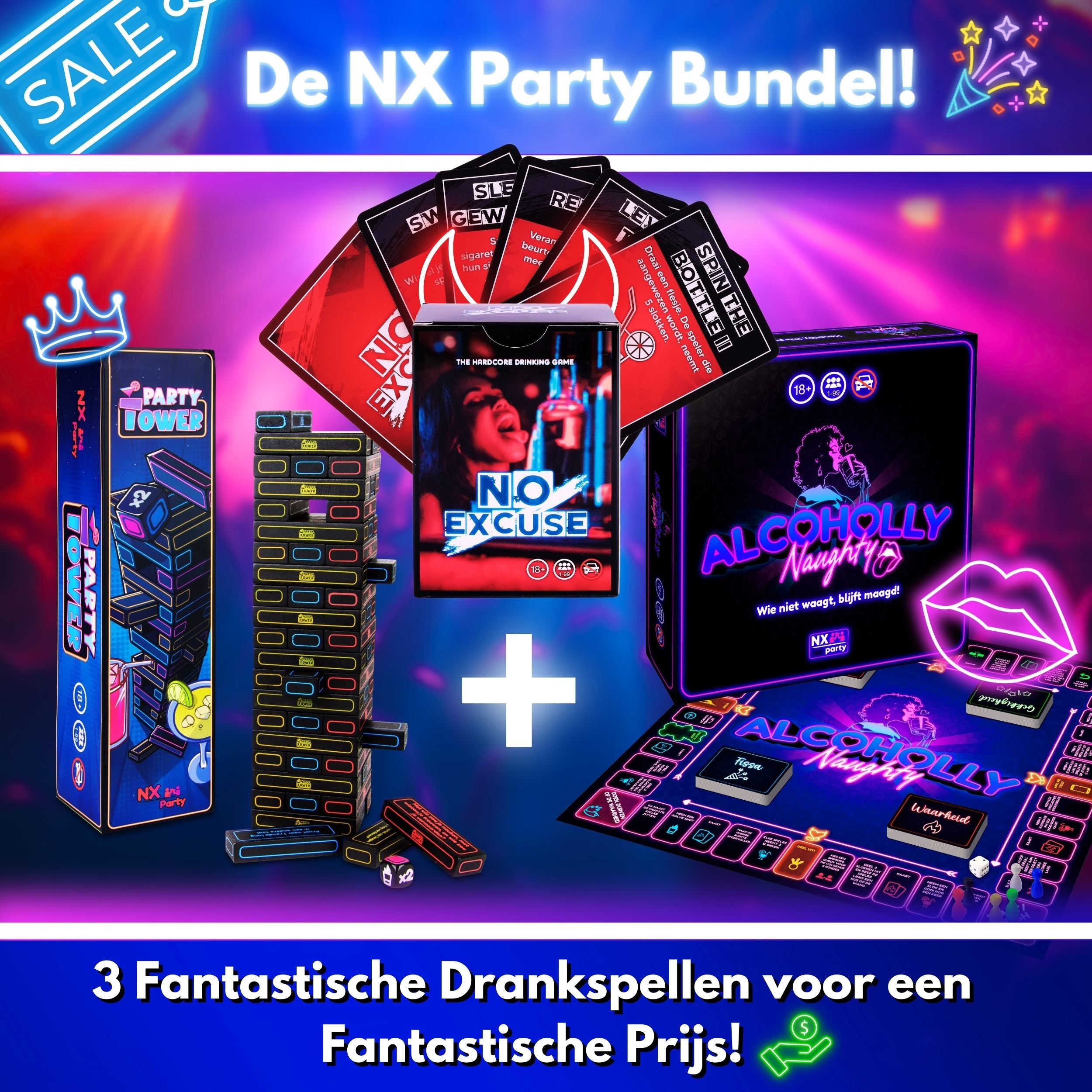 NX Party® Bundel  ~ Alcoholly® Naughty + Party Tower + No Excuse!