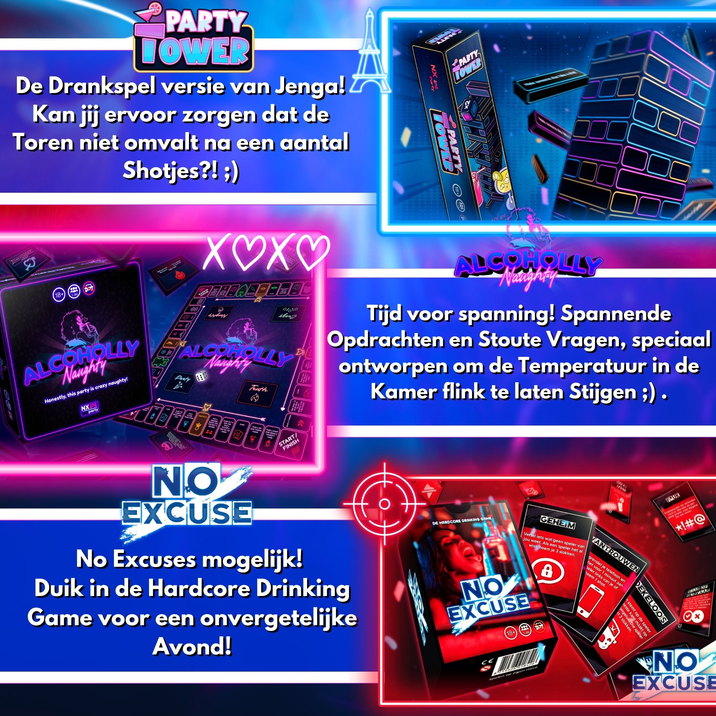 NX Party® Bundel  ~ Alcoholly® Naughty + Party Tower + No Excuse!